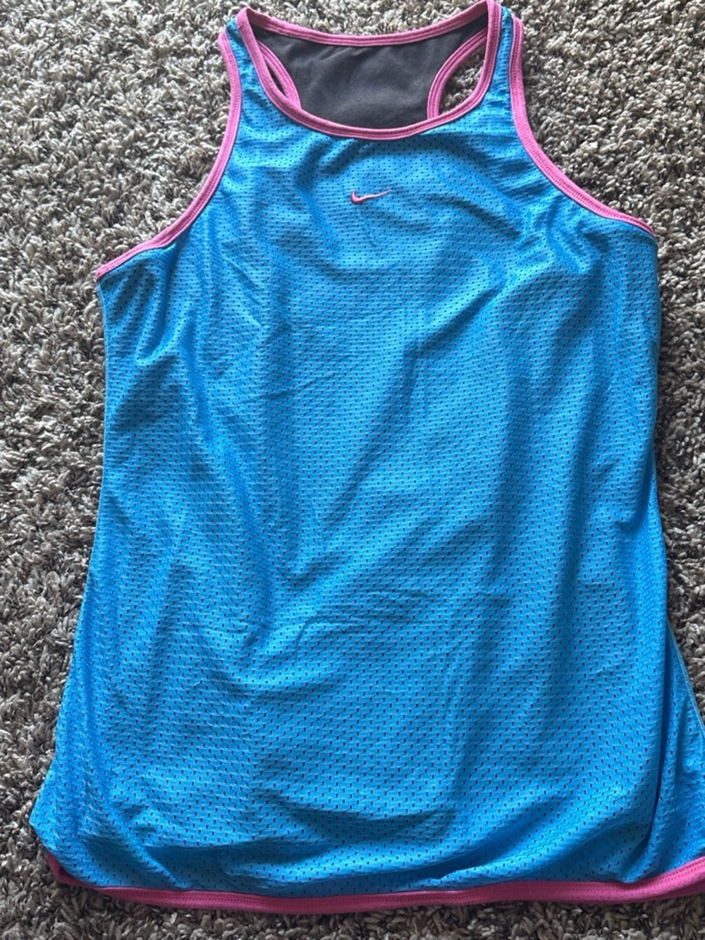 Nike Reversible Brown and Bright Blue Tank Top with Pink Trim